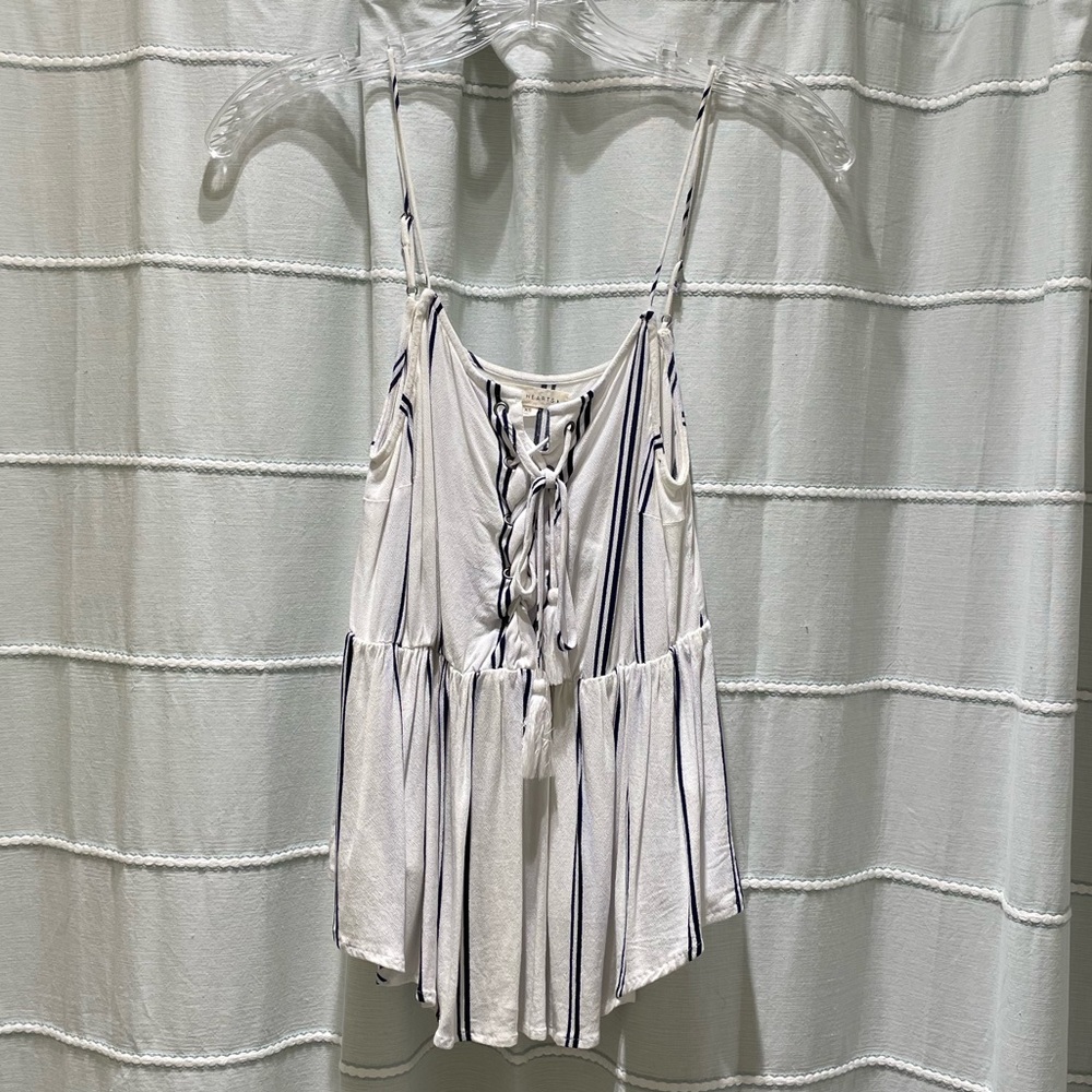 Pac Sun White/Blue Striped Tank Top